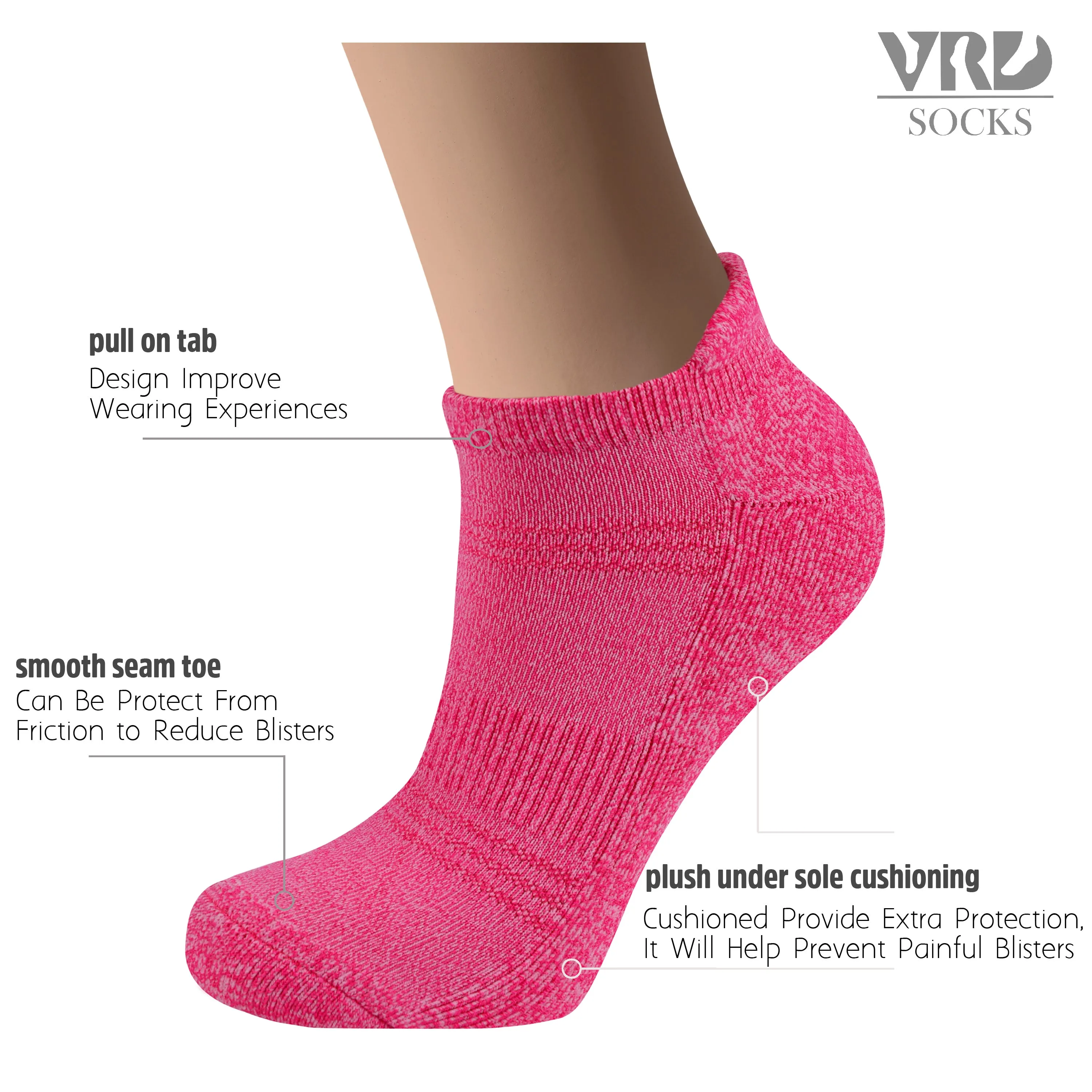 Women's Bamboo Running Socks | Low-cut Ankle Length | 6 Pack