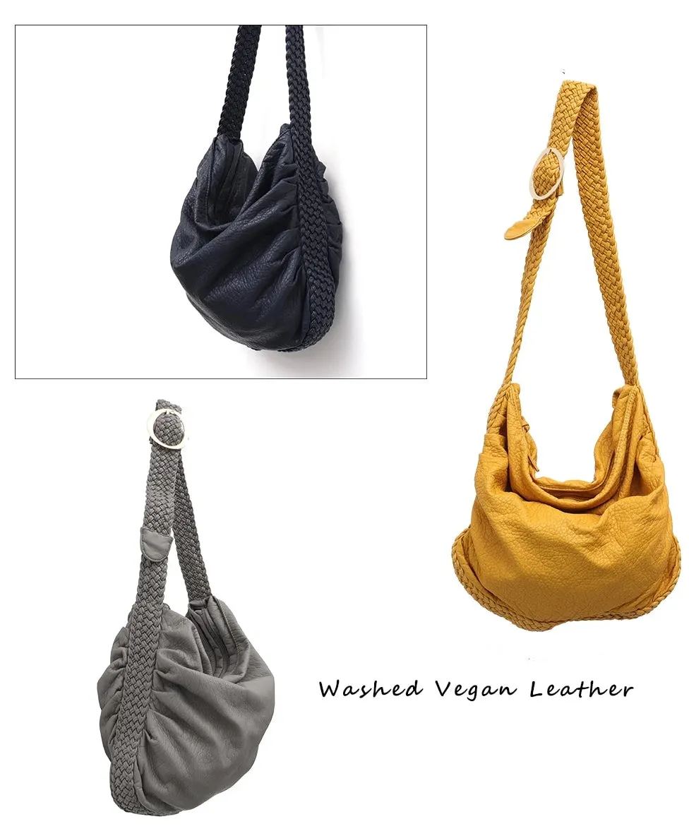 Women's Big Casual Hobo Shoulder Bag with Woven Buckle Strap