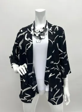 Women's Black & White Jacquard Cardigan  | LIOR