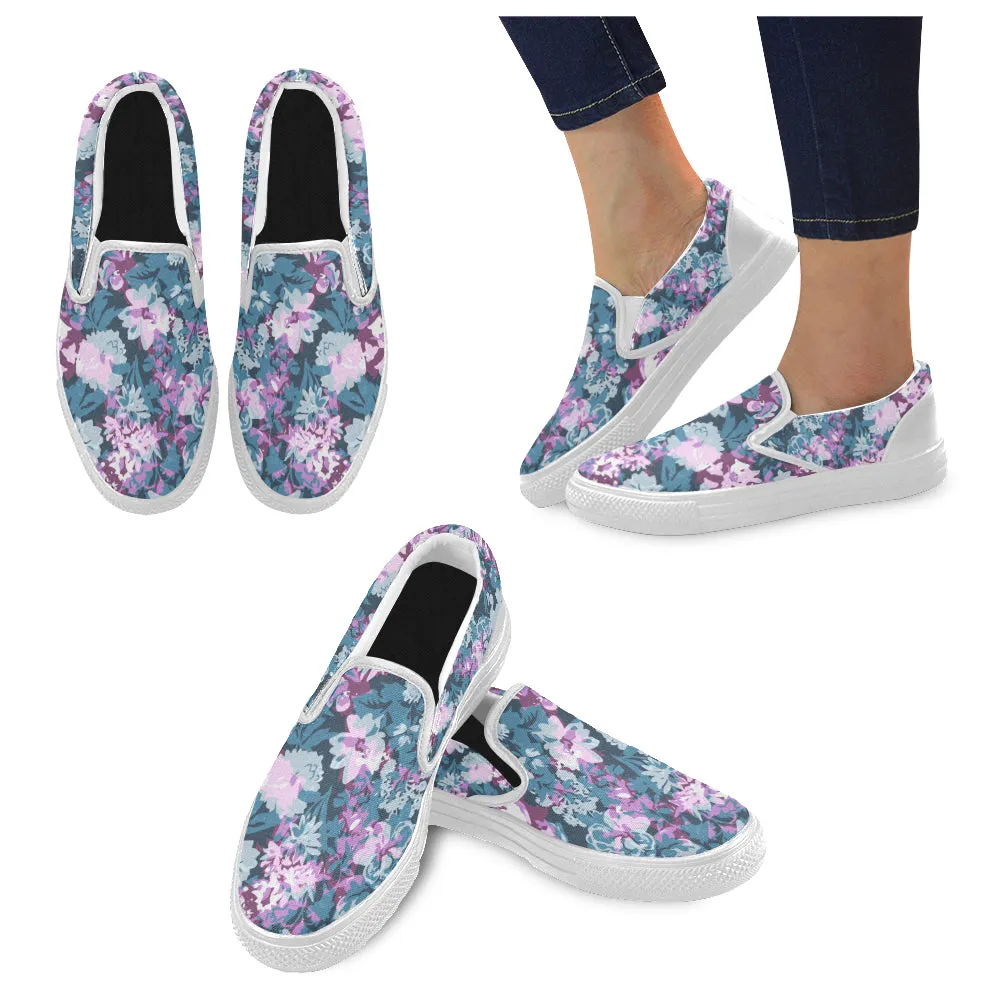 Women's Blossom Floral Print Canvas Slip-on Shoes