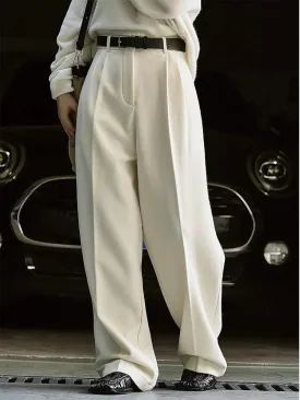 Women's Casual High Rise Wide Leg Pleated Pants