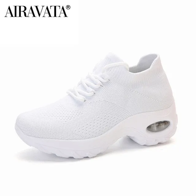 Women's Casual Shoes Chunky Sneakers Platform Walking Shoes Fashion Knited Casual Loafers Size 35-42