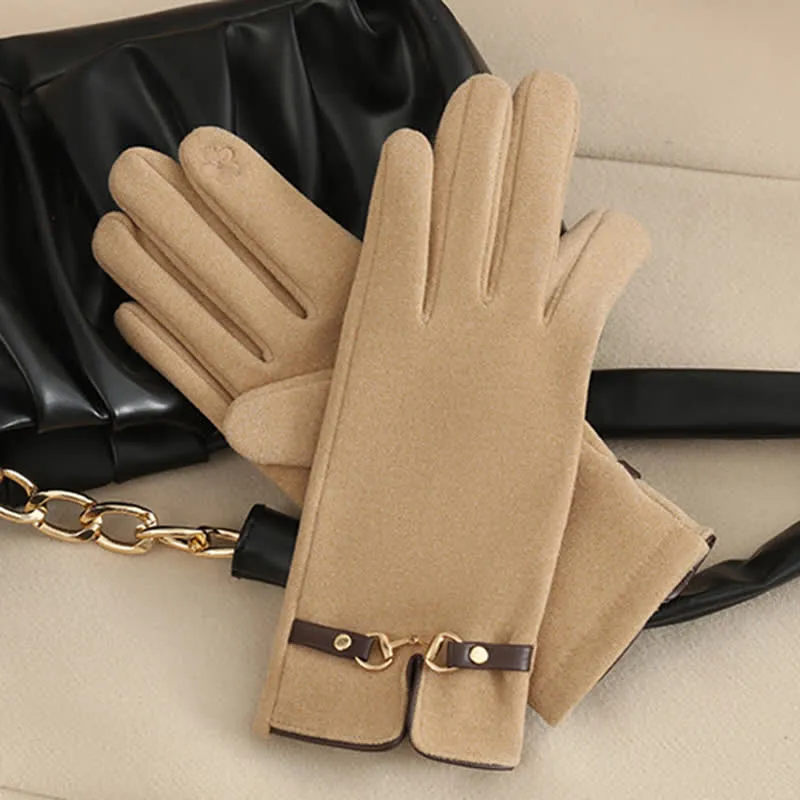 Women's Chain Plus Plush Velvet Thick Gloves