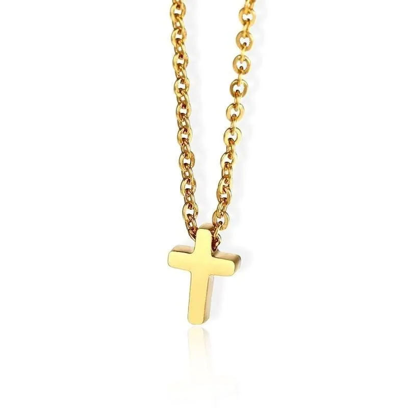 Women's Christian Necklace <br> Small Golden Cross