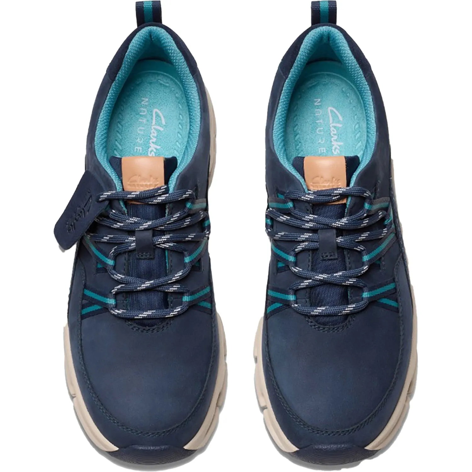 Women's Clarks Nature X Tie Waterproof Navy Combi Nubuck