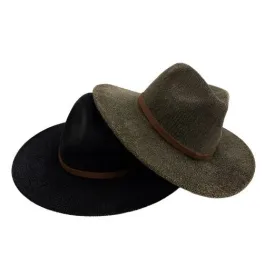 Women's Corduroy Fedora Hat with Trendy Wide Brim and Soft Lining