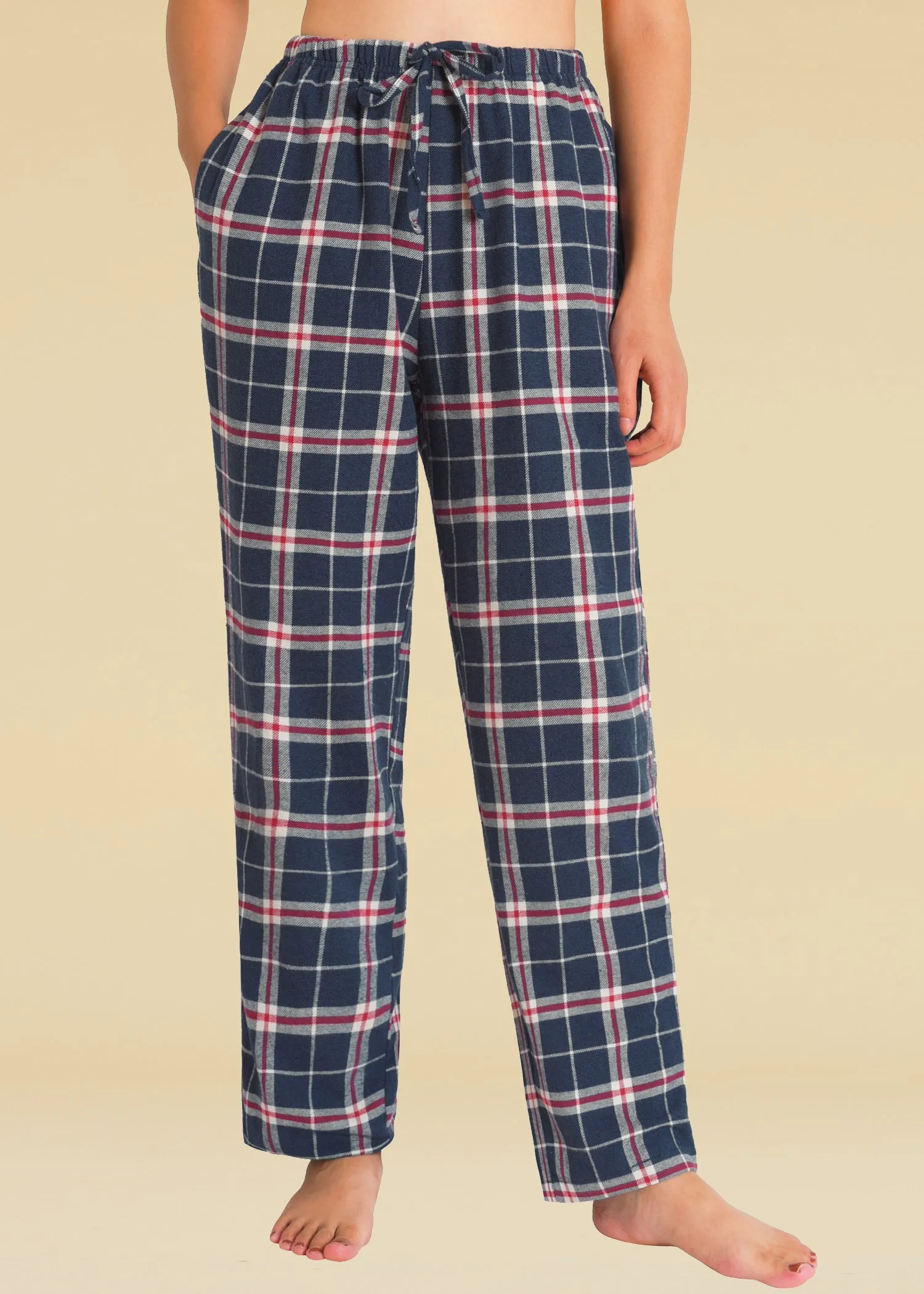 Women's Cotton Flannel Pajama Pants Plaid Pj Bottoms with Pockets