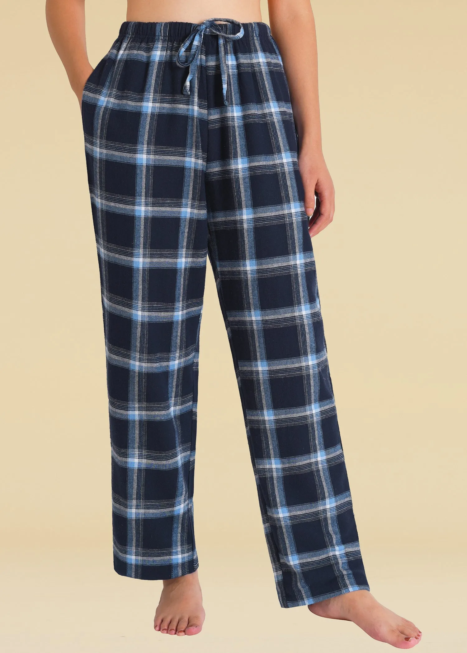 Women's Cotton Flannel Pajama Pants Plaid Pj Bottoms with Pockets