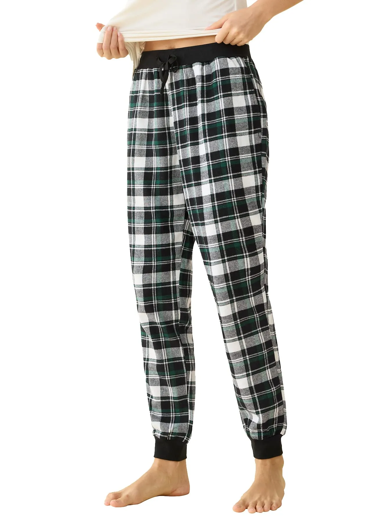 Women's Cotton Flannel Plaid Pajama Jogger Pants