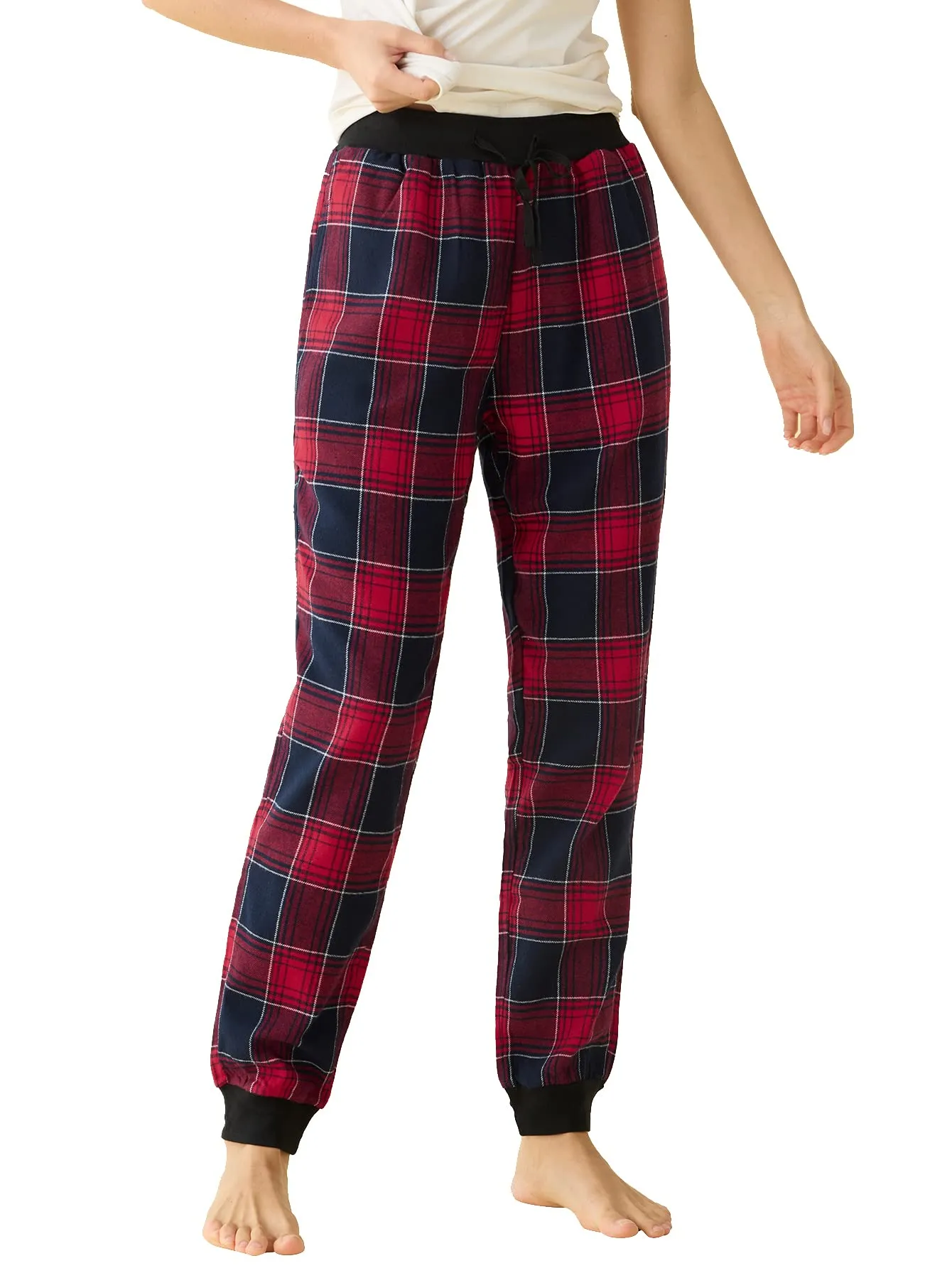 Women's Cotton Flannel Plaid Pajama Jogger Pants