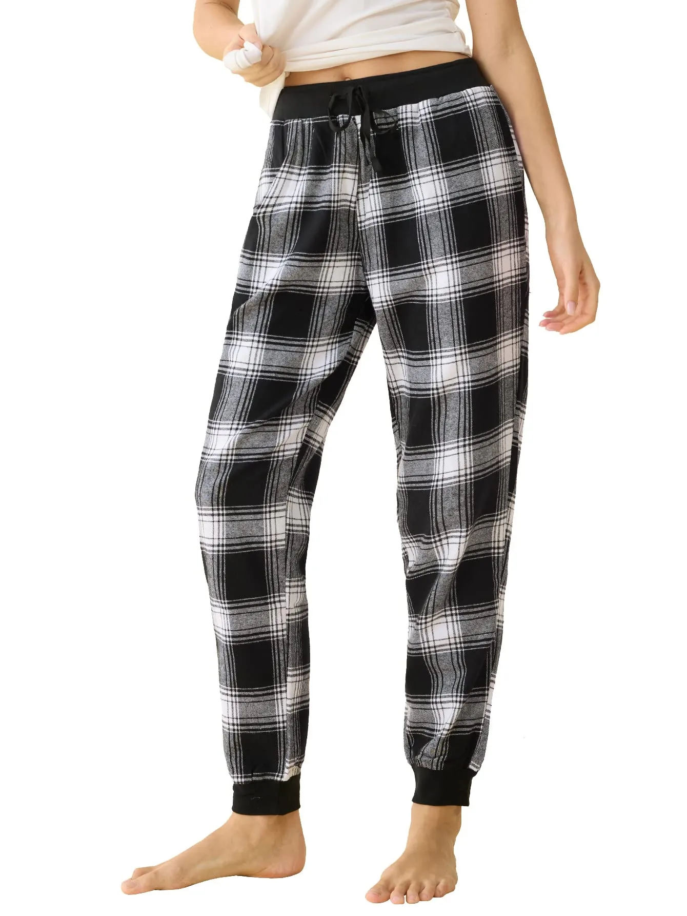 Women's Cotton Flannel Plaid Pajama Jogger Pants