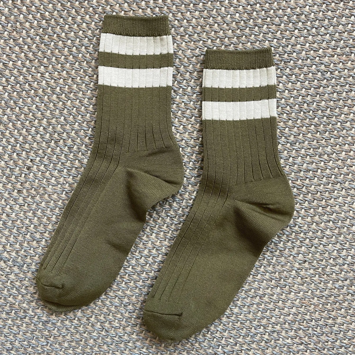 Womens Cotton Her Varsity Socks - Fern