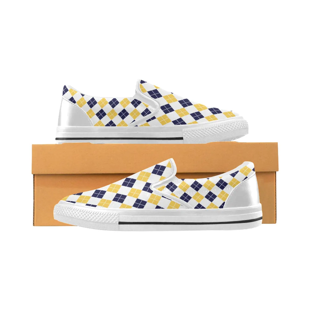 Women's Diagonal Checks Print Slip-on Canvas Shoes