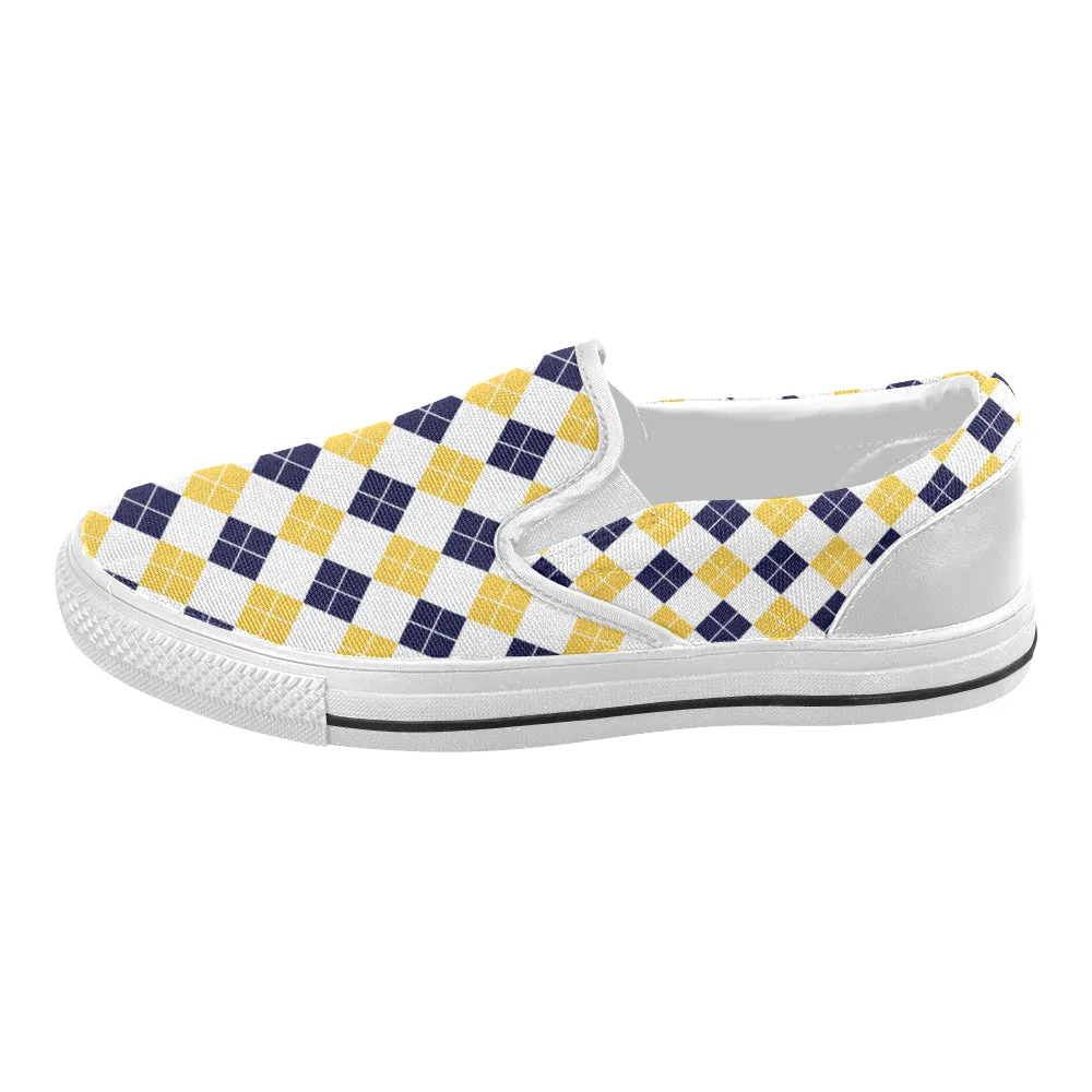 Women's Diagonal Checks Print Slip-on Canvas Shoes