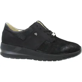 Women's Finn Comfort Caino Black Stretchkroko Nubuck