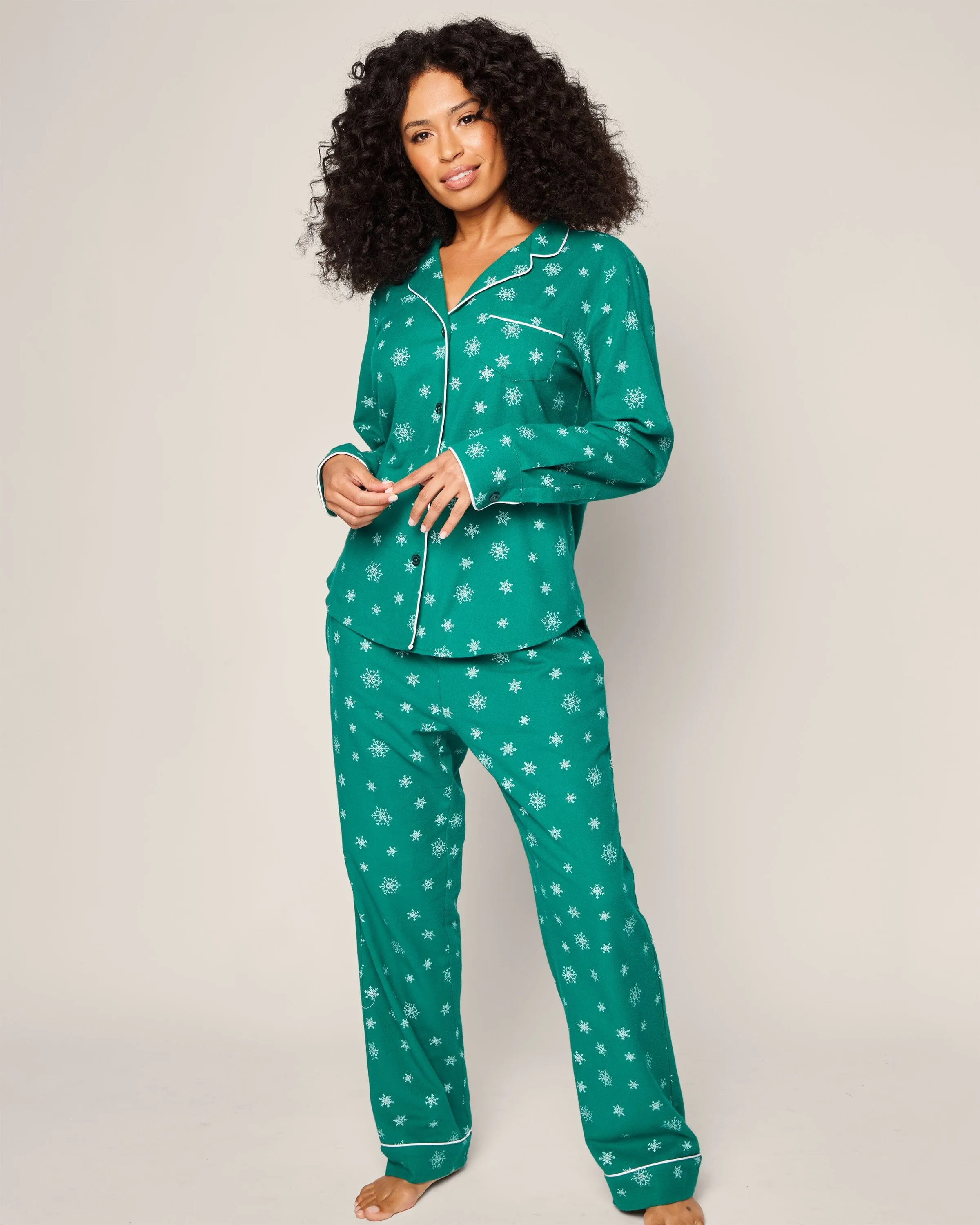 Women's Flannel Pajama Set in Emerald Wonderland