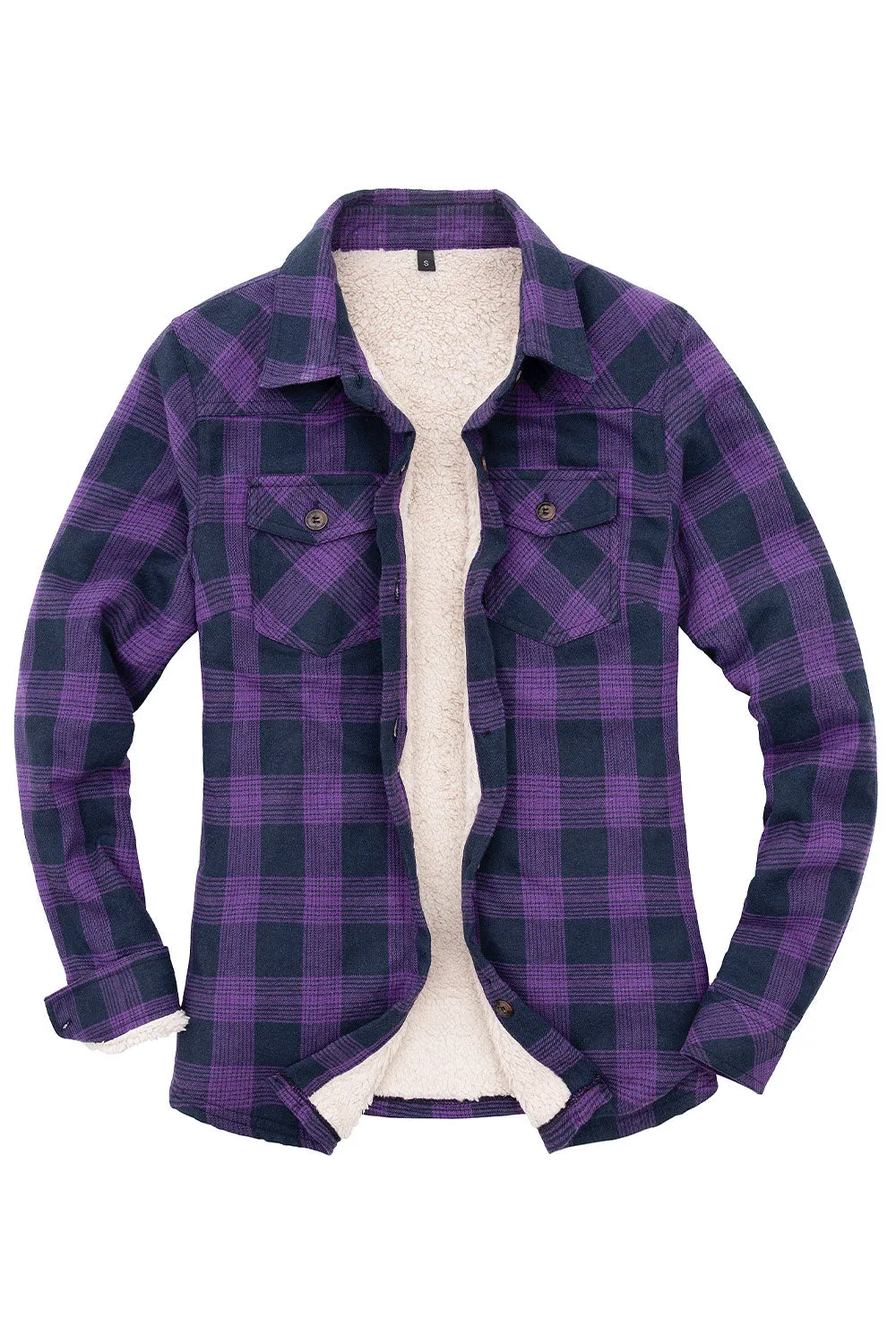 Women's Flannel Shirt Jacket,Sherpa-Lined Plaid