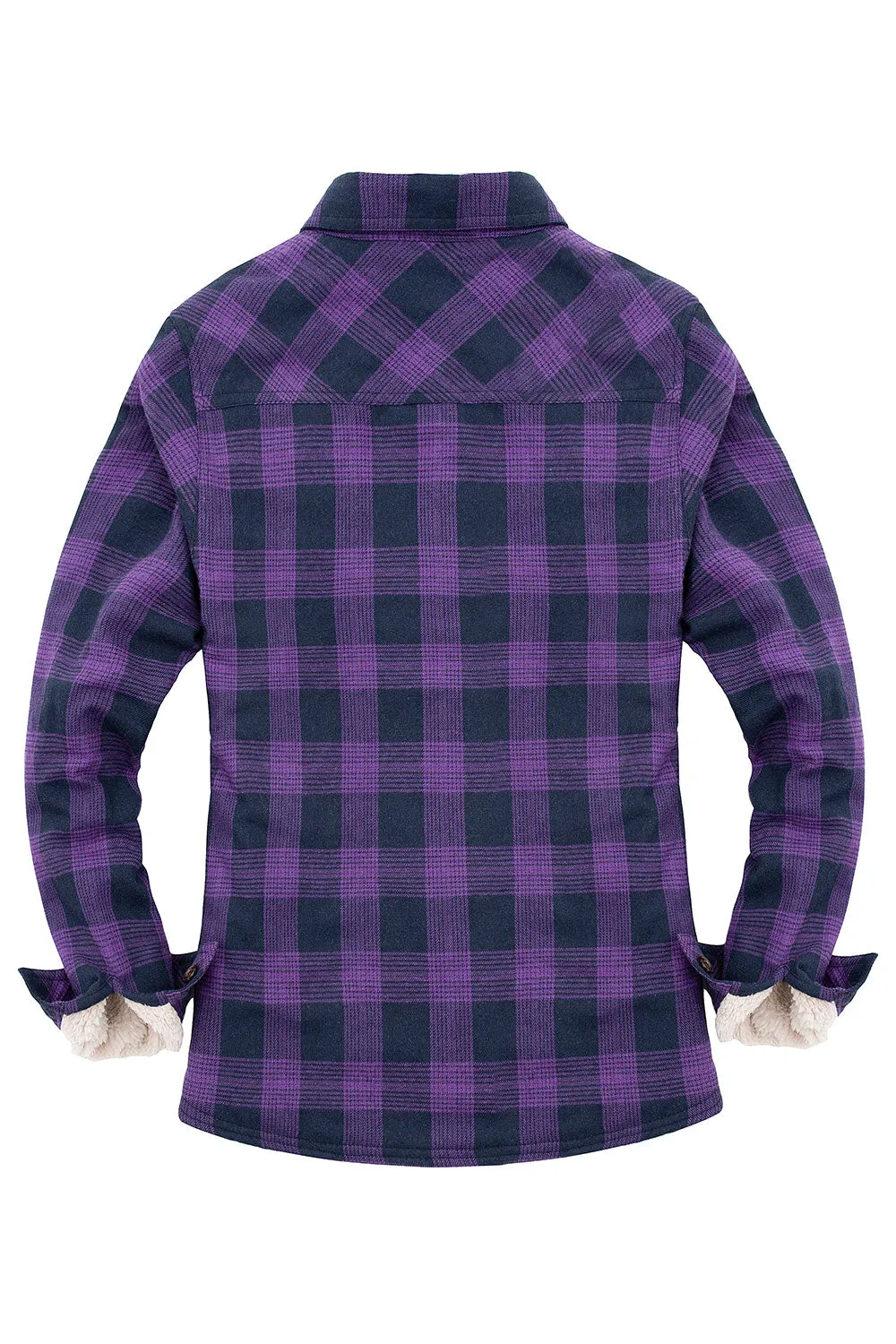 Women's Flannel Shirt Jacket,Sherpa-Lined Plaid