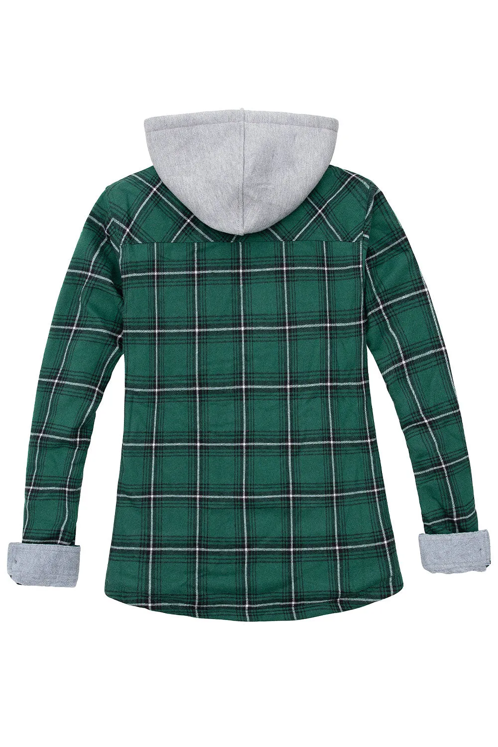 Women's Fleece Lined Flannel Shirt,Button Down Plaid Hooded Jacket