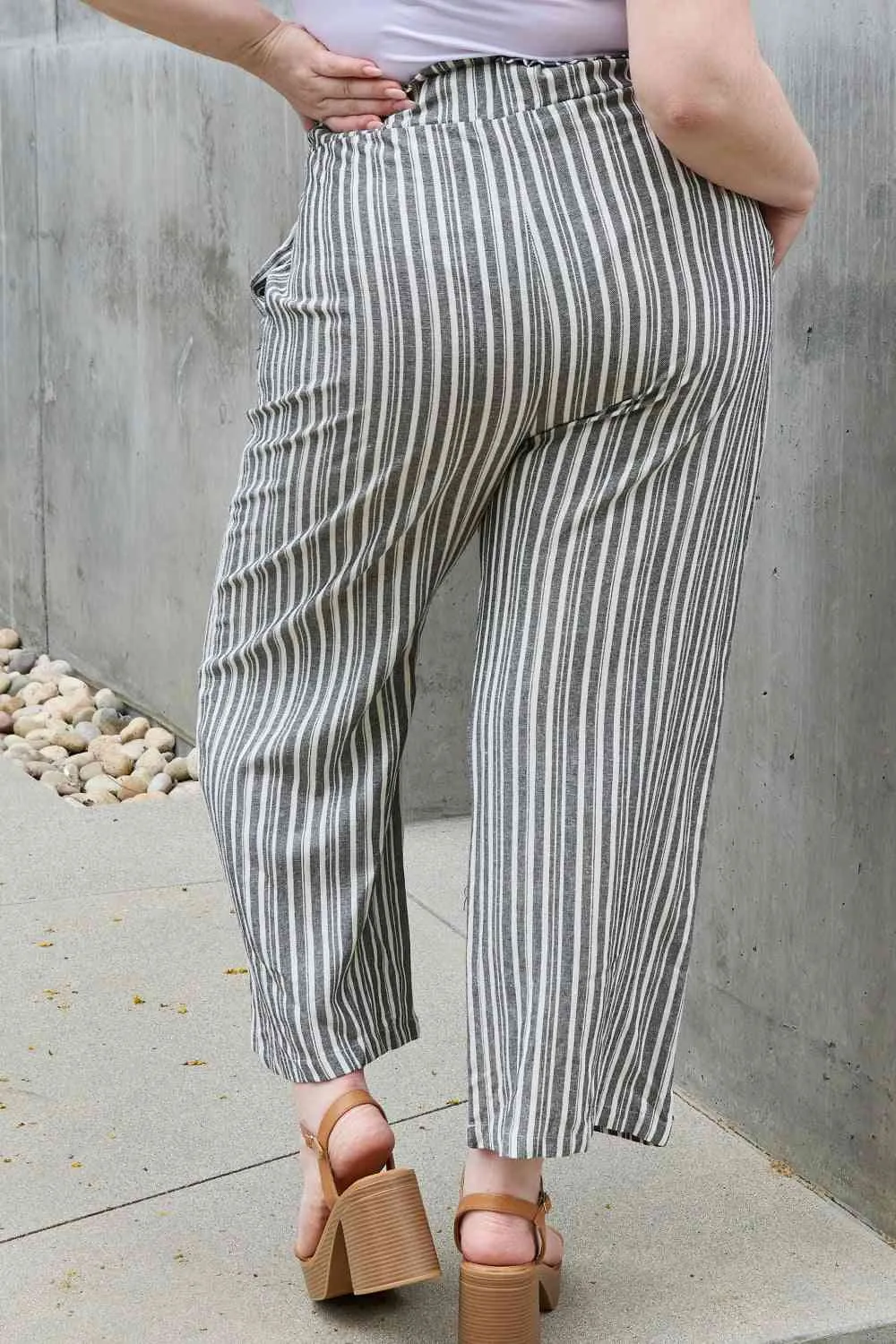 Women's Heimish Find Your Path Full Size Paperbag Waist Striped Culotte Pants