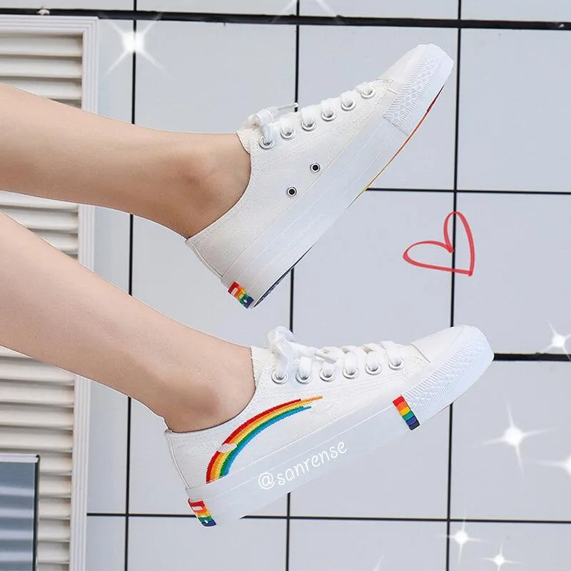 Womens Kawaii Rainbow Canvas Shoes