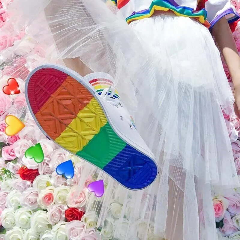 Womens Kawaii Rainbow Canvas Shoes