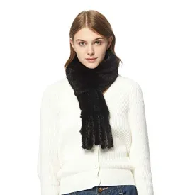 Women's Knitted Mink Fur Scarf For Winter Warm Shawl Scarves Fur Story FS050303