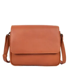 Womens Leather Crossbody Bag Work Casual Classic Messenger Organiser Esme Cognac