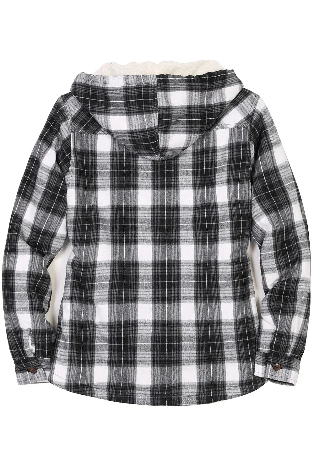 Women's Matching Family Black White Flannel Jacket with Hood