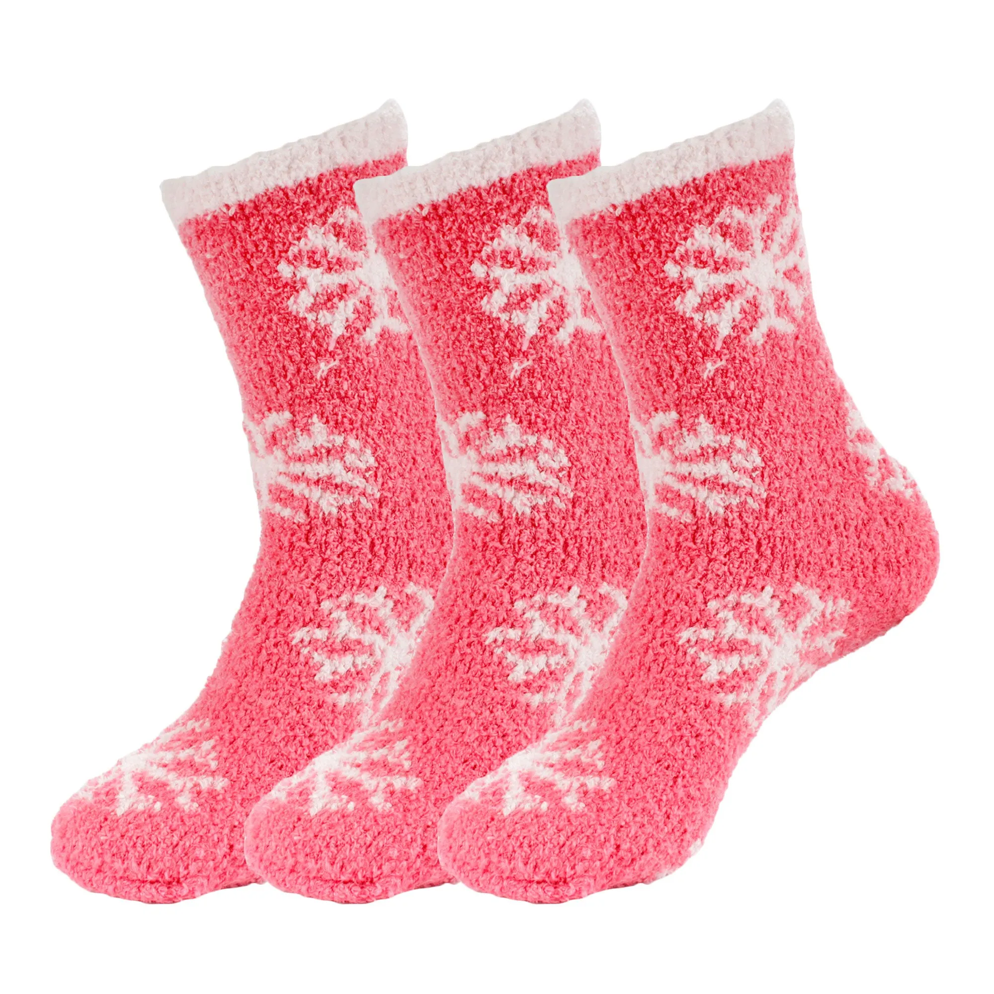 Women's M/L/XL Super Soft Warm Cozy Fuzzy Snowflake Home Socks - 3 Pair