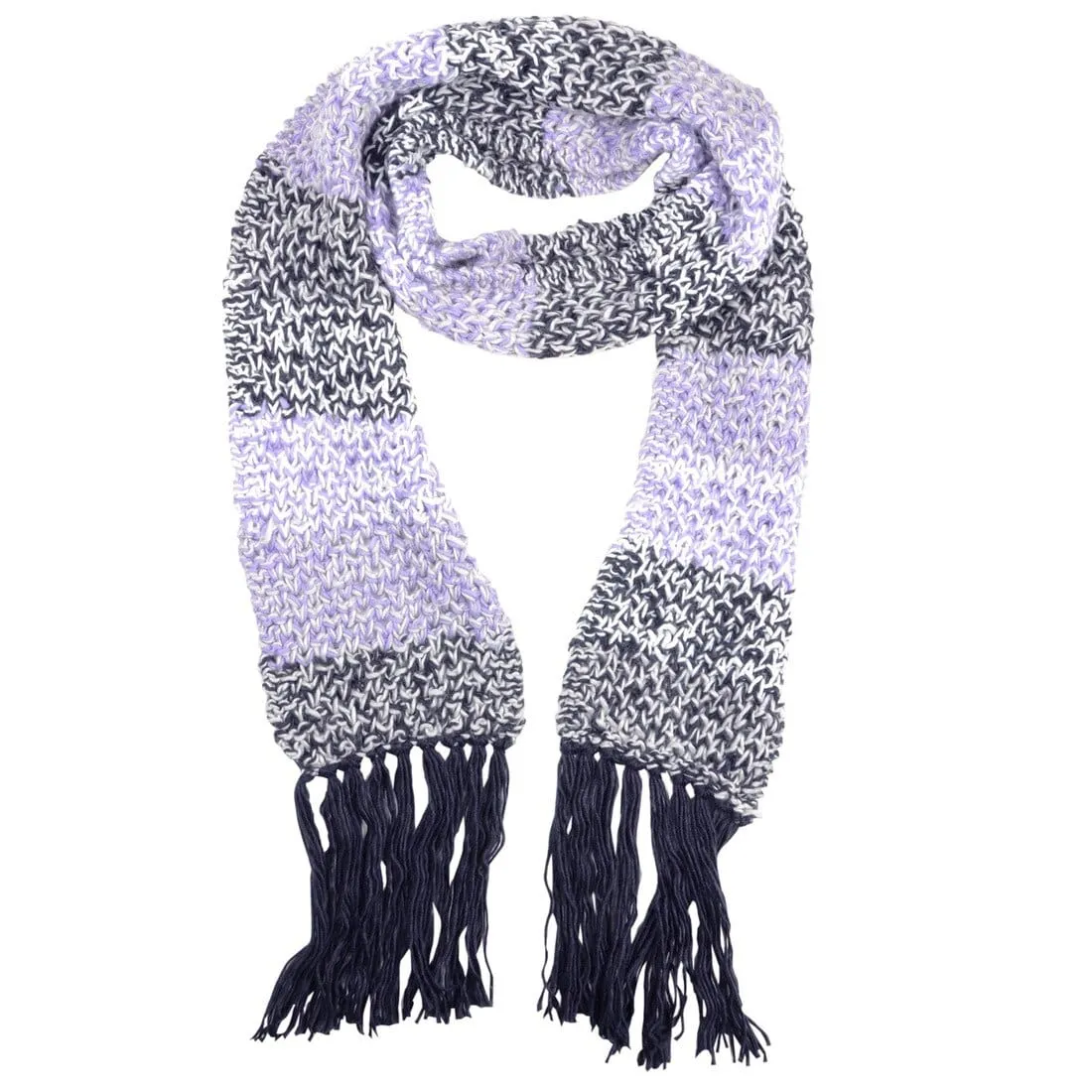 Womens Ontario Chunky Knit Scarf With Long Fringe Tassels