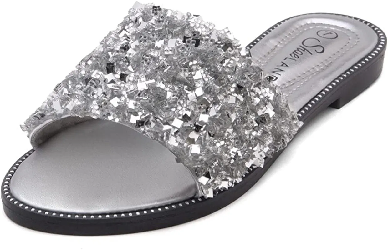 Women's Open Toe Rhinestone Flat Sandals