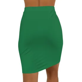 Womens Pencil Skirt, Green Stretch Mini