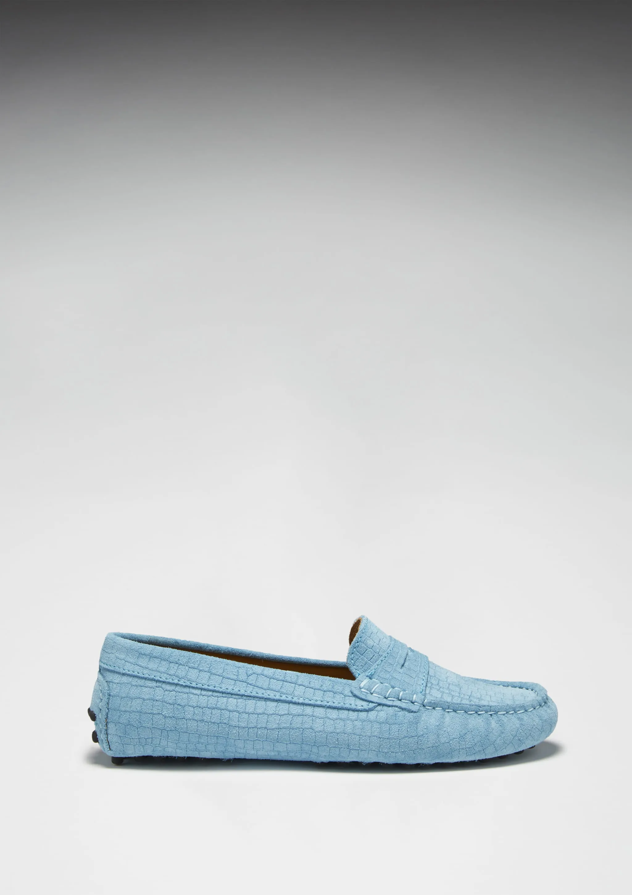 Women's Penny Driving Loafers, blue embossed suede