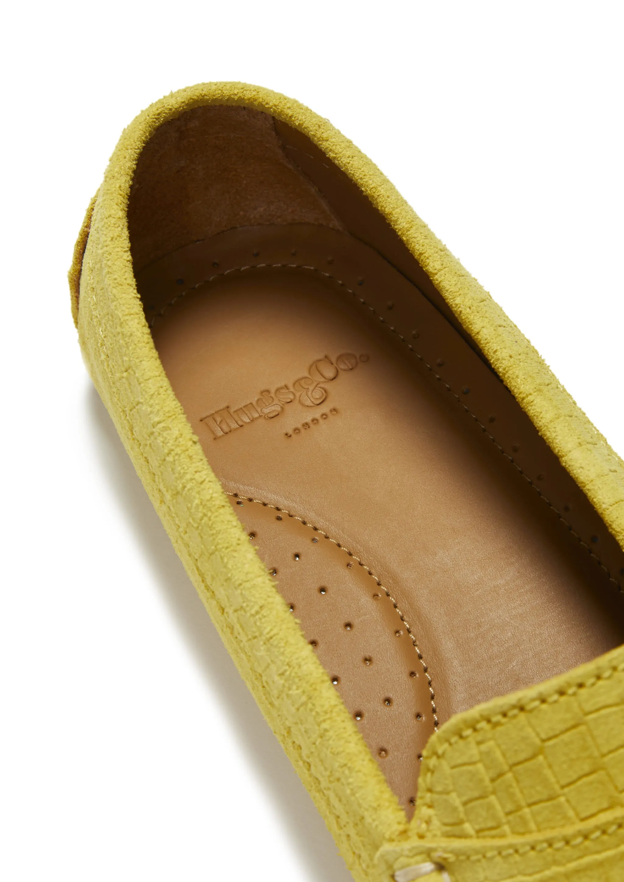 Women's Penny Driving Loafers, yellow embossed suede