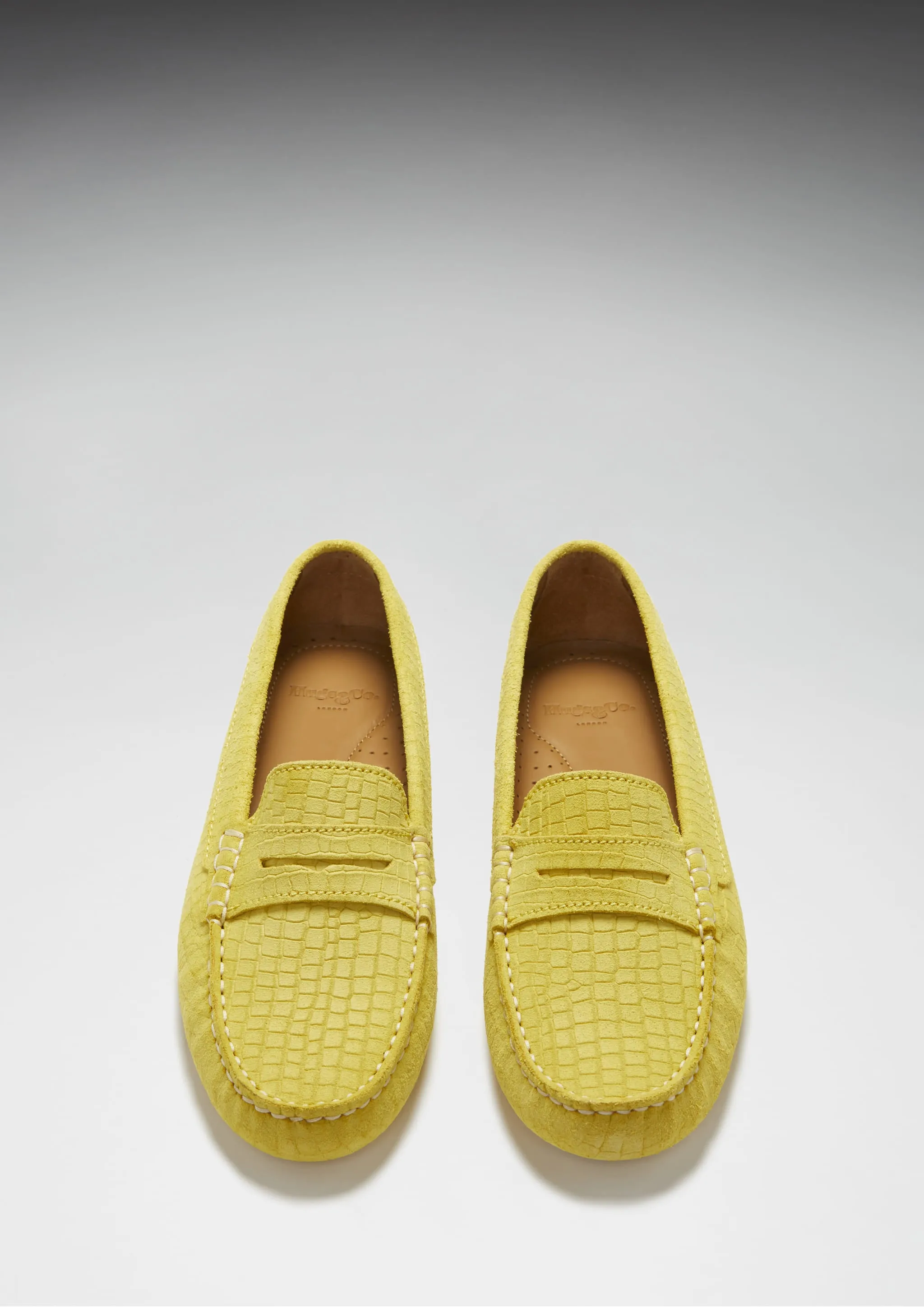 Women's Penny Driving Loafers, yellow embossed suede