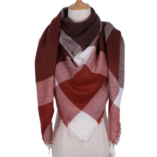 Women's Plaid Triangle Scarf