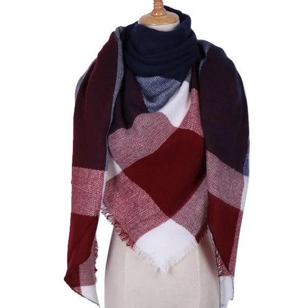 Women's Plaid Triangle Scarf