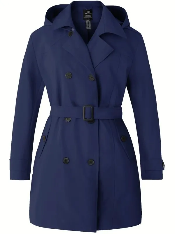 Women's Plus Size Double-Breasted Trench Coat with Belt