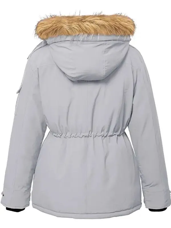 Women's Plus Size Puffer Jacket Warm Winter Parka Coat with Removable Fur Hood WD