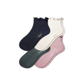 Women's Pointelle Frill Quarter Sock 4-Pack