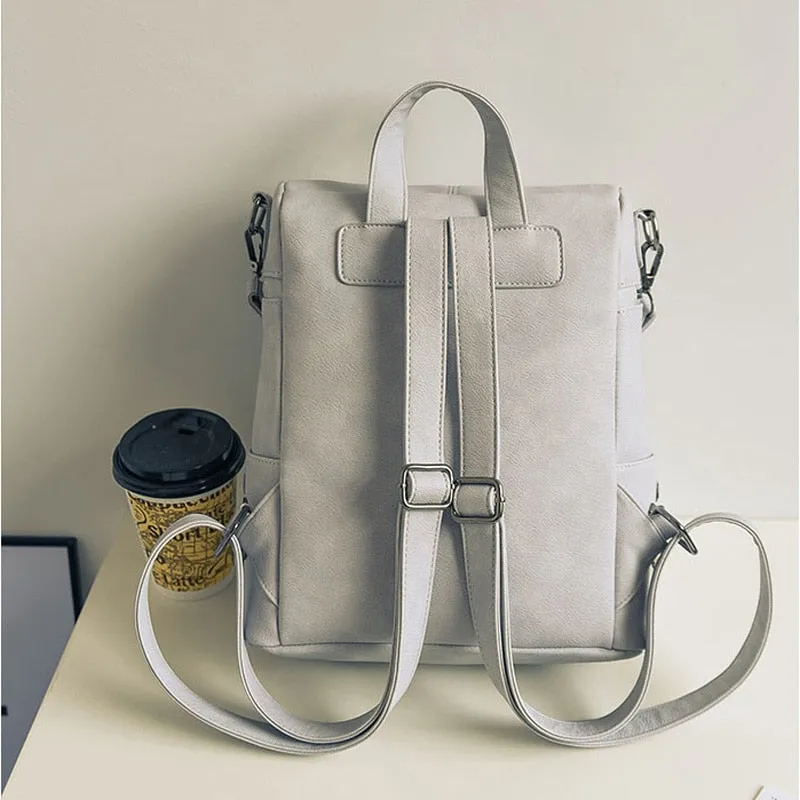 Women's Simple Style Vegan Leather Backpack