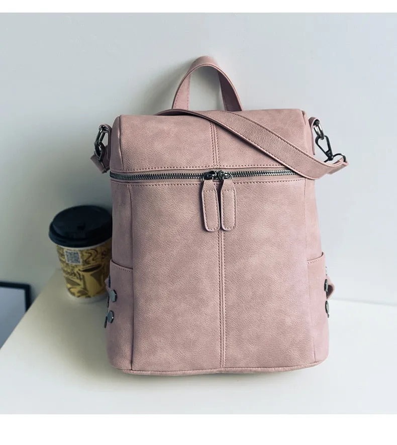 Women's Simple Style Vegan Leather Backpack