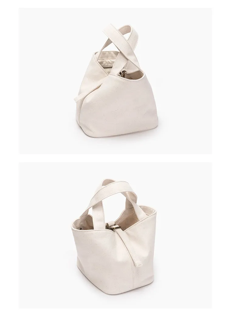 Women's Small Cotton Canvas Bucket Bag Thick Canvas Bag