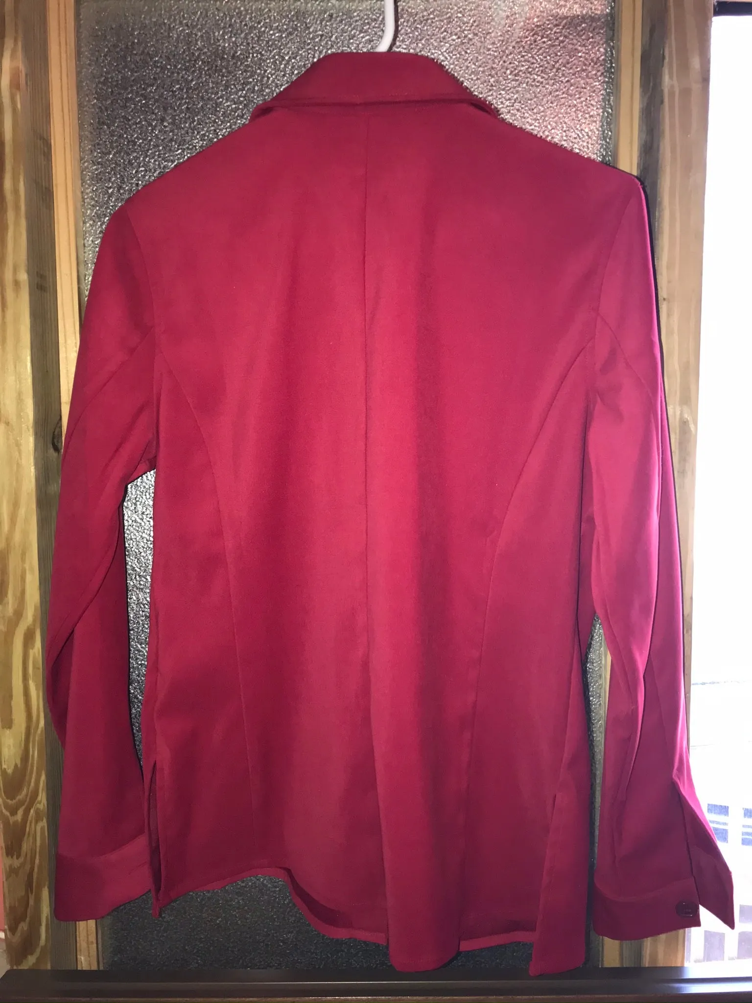 Womens Small PETITE SOPHISTICATE Red Jacket Button Down Faux Suede