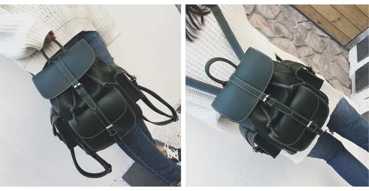 Women's Small Vintage Vegan Leather Rucksack