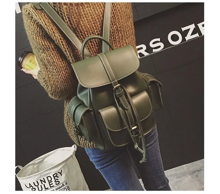 Women's Small Vintage Vegan Leather Rucksack