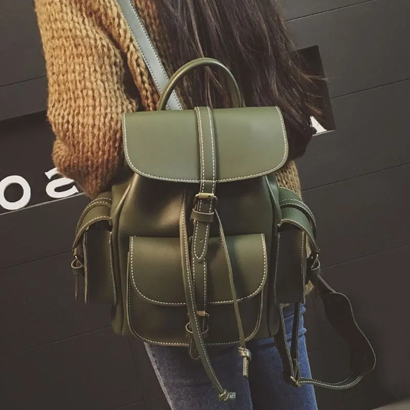 Women's Small Vintage Vegan Leather Rucksack