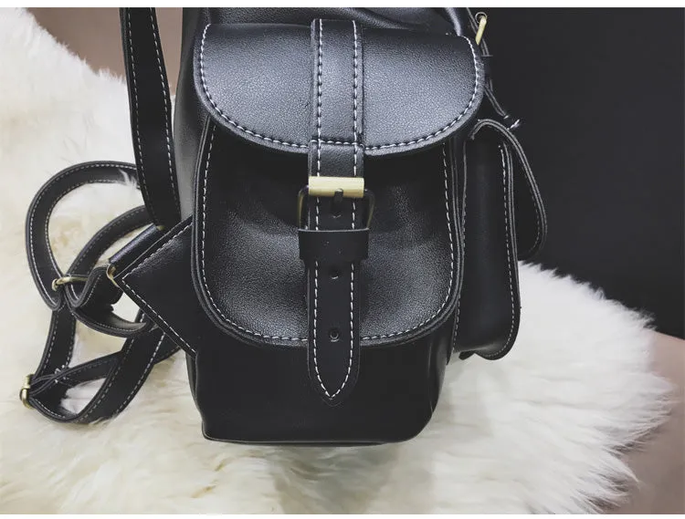 Women's Small Vintage Vegan Leather Rucksack