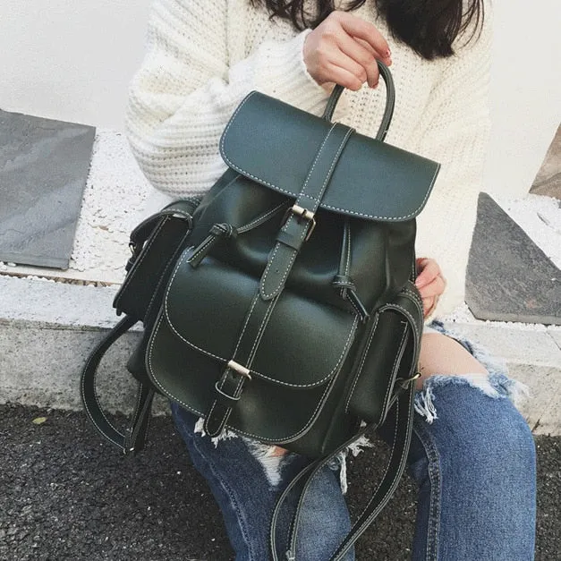 Women's Small Vintage Vegan Leather Rucksack